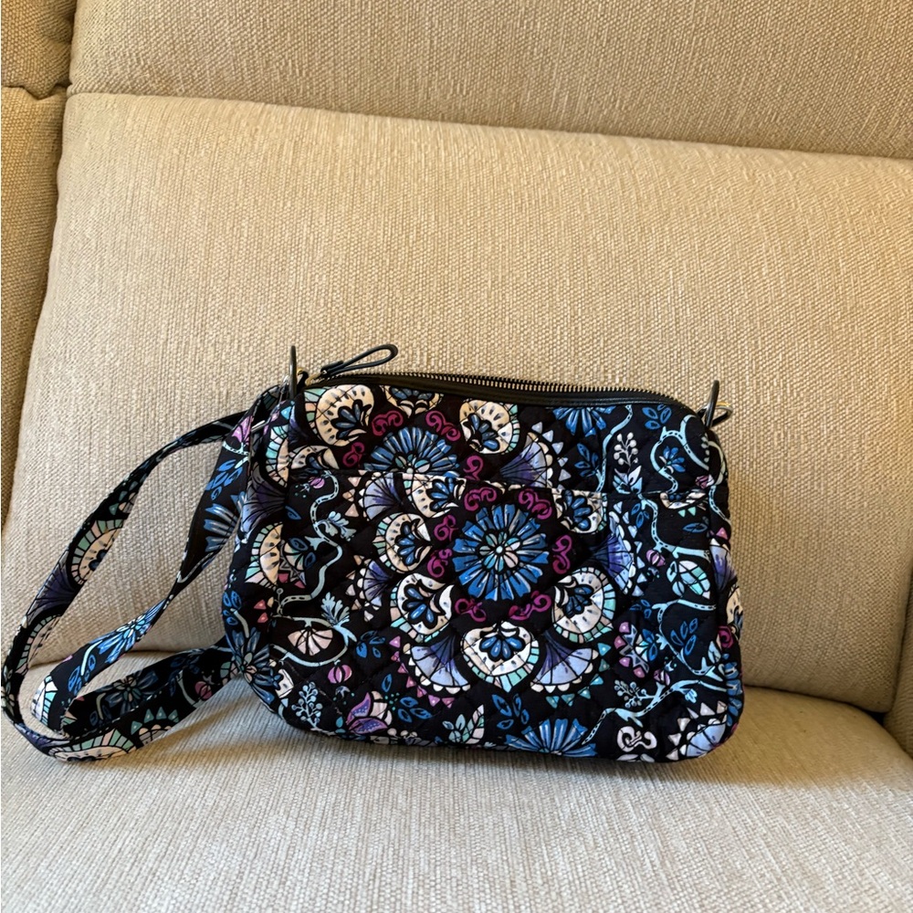 Vera Bradley Black and Blue Floral Crossbody Bag